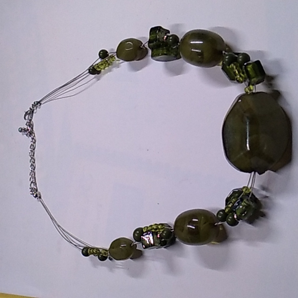 Gresnstone Simulated Gem Necklace - image 1